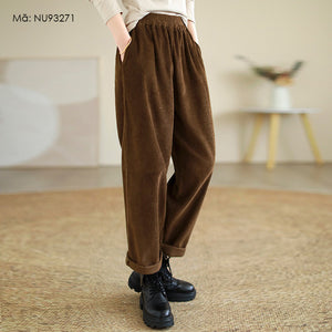 Quần baggy nhung tăm lưng thun hai túi sau - NU9327