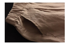 Quần baggy linen lưng thun hai túi chéo khuy cài - NU9065
