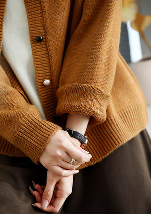 Áo khoác cardigan len đan dài tay cổ tròn khuy cài - NU9659