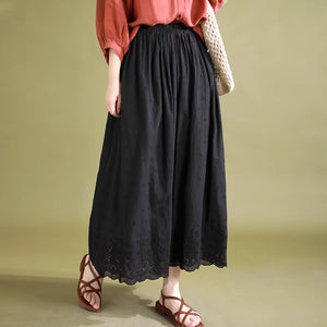 Chân váy linen retro kiểu thêu ren và những ngôi sao - NU8995