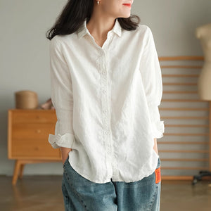 Áo sơ mi linen dài tay cổ đức một màu - NU8690