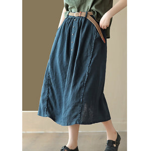 Chân váy linen lưng thun kiểu năm khuy - NU8809
