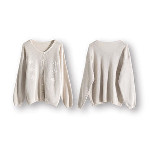 Áo khoác cardigan len đan hình thoi dài tay cổ tròn - NU9361