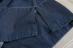 Đầm liền denim ngắn tay xòe cổ tròn khuy cài - NU10374