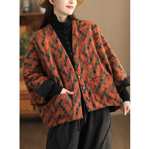 Áo khoác retro dài tay cổ V hoa văn đuôi công - NU9391