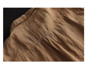 Áo sơ mi linen sát nách cổ đức hai túi - NU8938