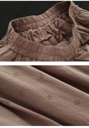 Chân váy linen retro kiểu thêu ren và những ngôi sao - NU8995