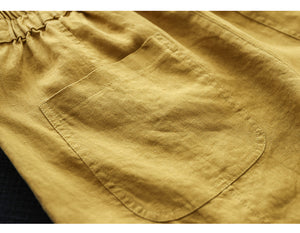 Quần baggy linen lưng thun ống côn túi đính nắp kiểu - NU8697