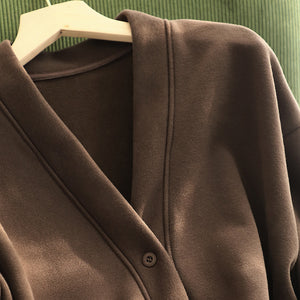 Áo khoác cardigan dài tay cổ V hai túi - A403