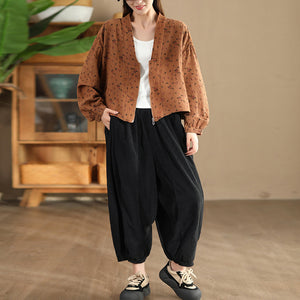 Quần baggy nhung lưng thun ống rộng bo gấu - Q087