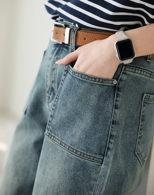Quần baggy denim ống đứng hai túi vuông - NU9745