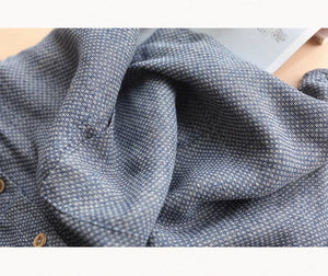 Áo sơ mi linen sát nách cổ đức hai túi kẻ caro - NU8979