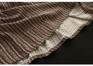 Chân váy linen lưng thun in hoa văn retro kẻ sọc - NU8817