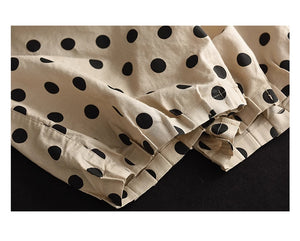 Quần baggy linen lưng thun ống xếp ly chấm bi - NU8971