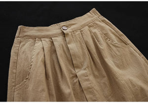 Chân váy linen lưng cao khuy cài kiểu xếp tầng - NU8951