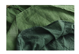 Đầm liền linen ngắn tay cổ tròn thêu cây đa eo thắt dây - NU8970