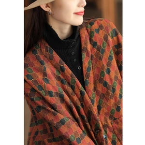 Áo khoác retro dài tay cổ V hoa văn đuôi công - NU9391