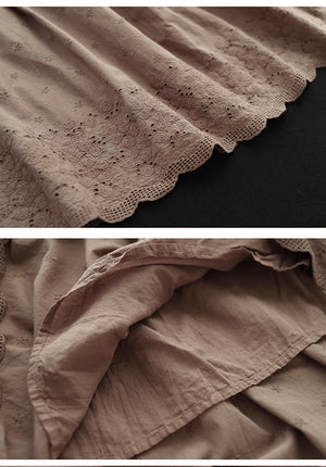 Chân váy linen retro kiểu thêu ren và những ngôi sao - NU8995
