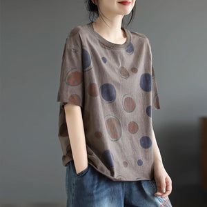 Áo T-shirt ngắn tay cổ tròn in hình tròn và mặt cười - NU8633