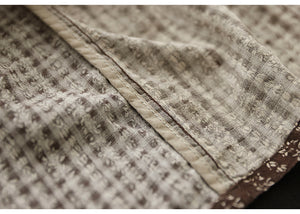 Chân váy linen lưng thun in hoa văn retro kẻ sọc - NU8817