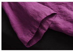 Áo sơ mi linen ngắn tay cổ V vạt lệch - NU9060