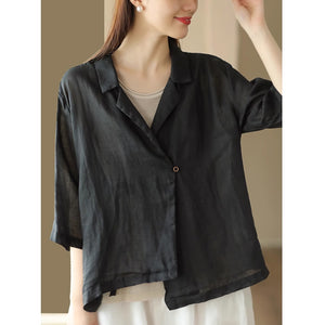 Áo khoác cardigan linen ngắn tay cổ vest một khuy cài - NU8922