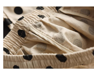 Quần baggy linen lưng thun ống xếp ly chấm bi - NU8971