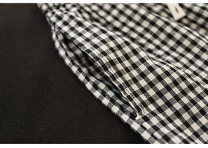 Quần baggy linen lửng lưng thun kẻ caro - NU10125