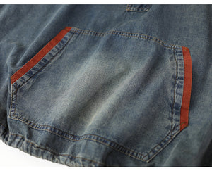 Bộ đồ denim gồm quần sooc  và áo hoodies ngắn tay - B001