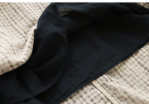 Chân váy linen lưng thun in hoa văn retro kẻ sọc - NU8817