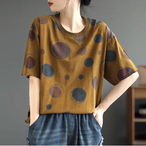 Áo T-shirt ngắn tay cổ tròn in hình tròn và mặt cười - NU8633
