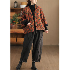 Áo khoác retro dài tay cổ V hoa văn đuôi công - NU9391