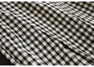 Quần baggy linen lửng lưng thun kẻ caro - NU10125