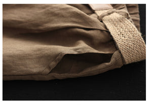 Quần baggy lửng linen lưng thun ống rộng kèm thắt lưng - NU8763