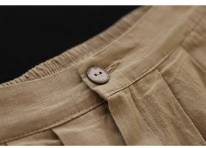Chân váy linen lưng cao khuy cài kiểu xếp tầng - NU8951