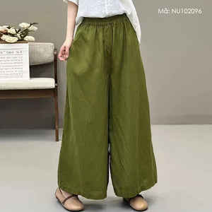 Quần baggy linen lưng thun ống rộng retro - NU10209