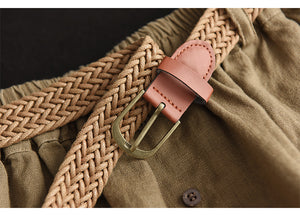 Chân váy linen lưng thun kiểu năm khuy - NU8809
