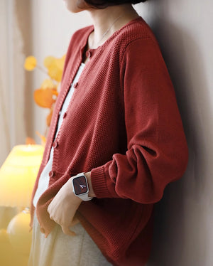 Áo khoác cardigan len đan dài tay cổ tròn hai túi vuông - NU9218