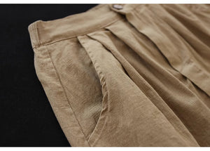 Chân váy linen lưng cao khuy cài kiểu xếp tầng - NU8951