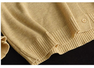 Áo khoác cardigan len đan dài tay cổ tròn đơn sắc - NU9355