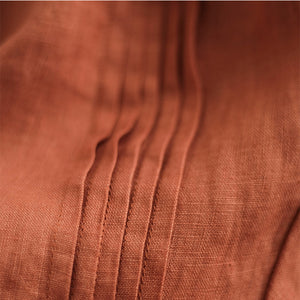 Đầm liền linen ngắn tay cổ V xếp ly đối xứng - NU8686
