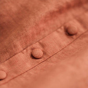 Đầm liền linen ngắn tay cổ V xếp ly đối xứng - NU8686