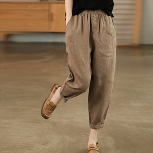 Quần baggy linen lưng thun một túi xéo kiểu - NU6838