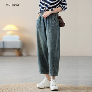 Quần baggy denim lưng thun ống rộng gấu túm - NU9084