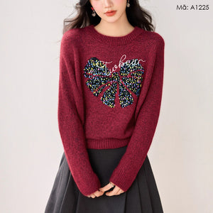 Áo len dài tay đính trái tim - A1225