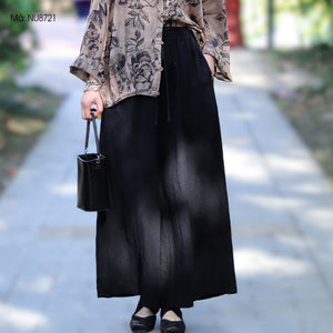 Quần baggy linen lưng thun ống rộng một màu - NU8721