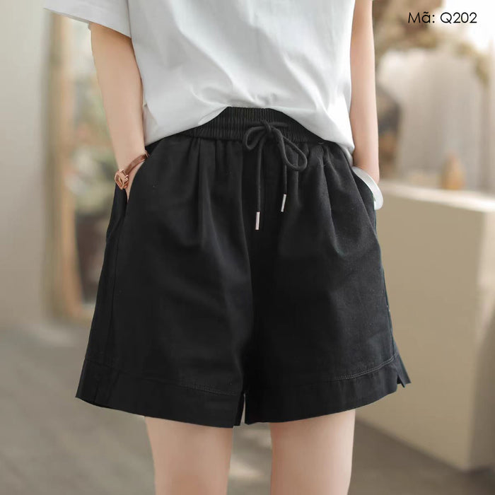 Quần sooc lưng thun dây rút cạp cao túi sau - Q202