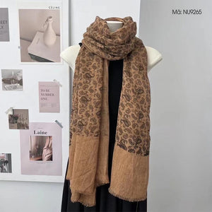 Khăn quàng linen retro in hoa văn trừu tượng - NU9264
