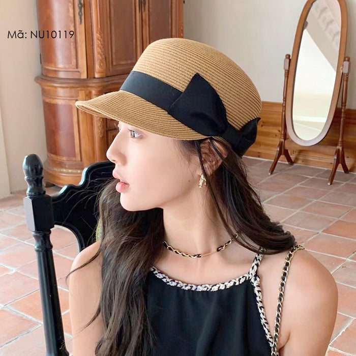 Mũ cói retro nửa vành lưỡi trai - NU10119