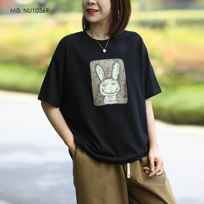 Áo T-shirt ngắn tay cổ tròn in chú thỏ - NU10369